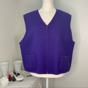 Purple Wool Full-Zip Sweater Vest/Top, Retro, Sz XL